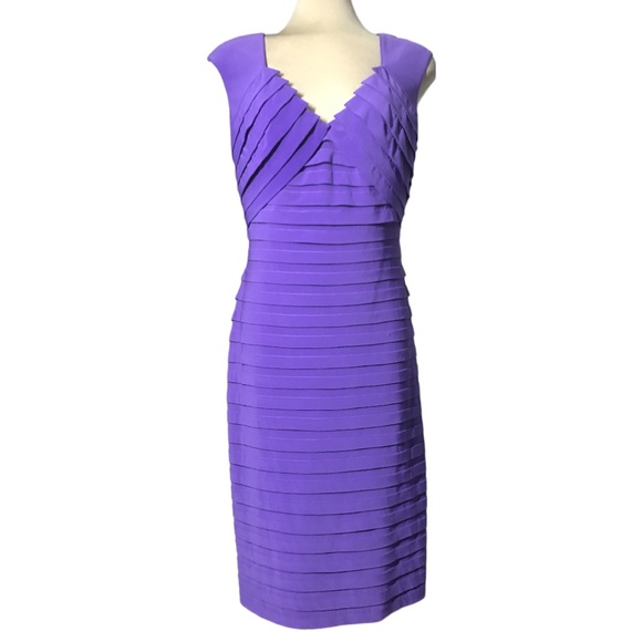 Adrianna Papell   Luxury Designer Purple Sleeveless Sheath Dress Size 14 - Picture 12 of 15